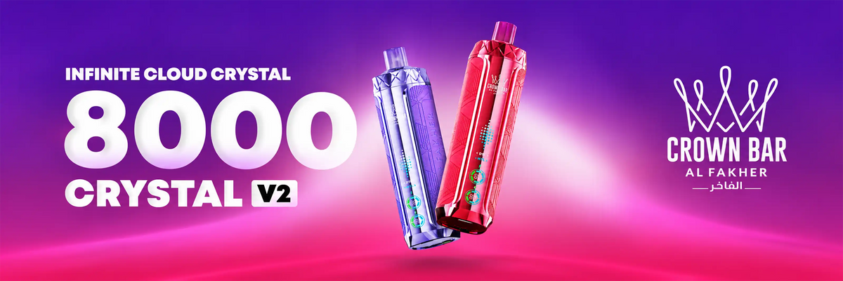 Al Fakher Crown Bar 8000 Crystal V2 Banner für Desktopgeräte mit zwei Geräten