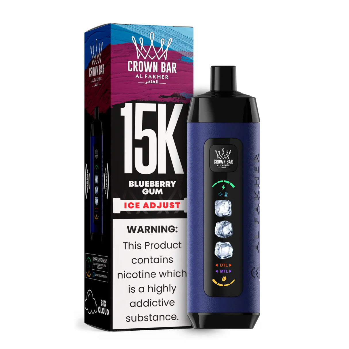 Al Fakher Vape - Crown Bar 15000 Ice - Blueberry Gum