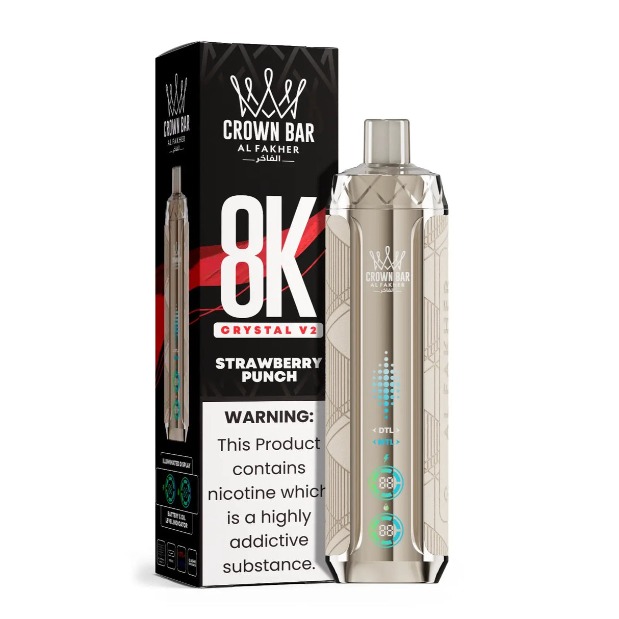 al fakher vape - 8000  crystal  V2 - strawberry punch