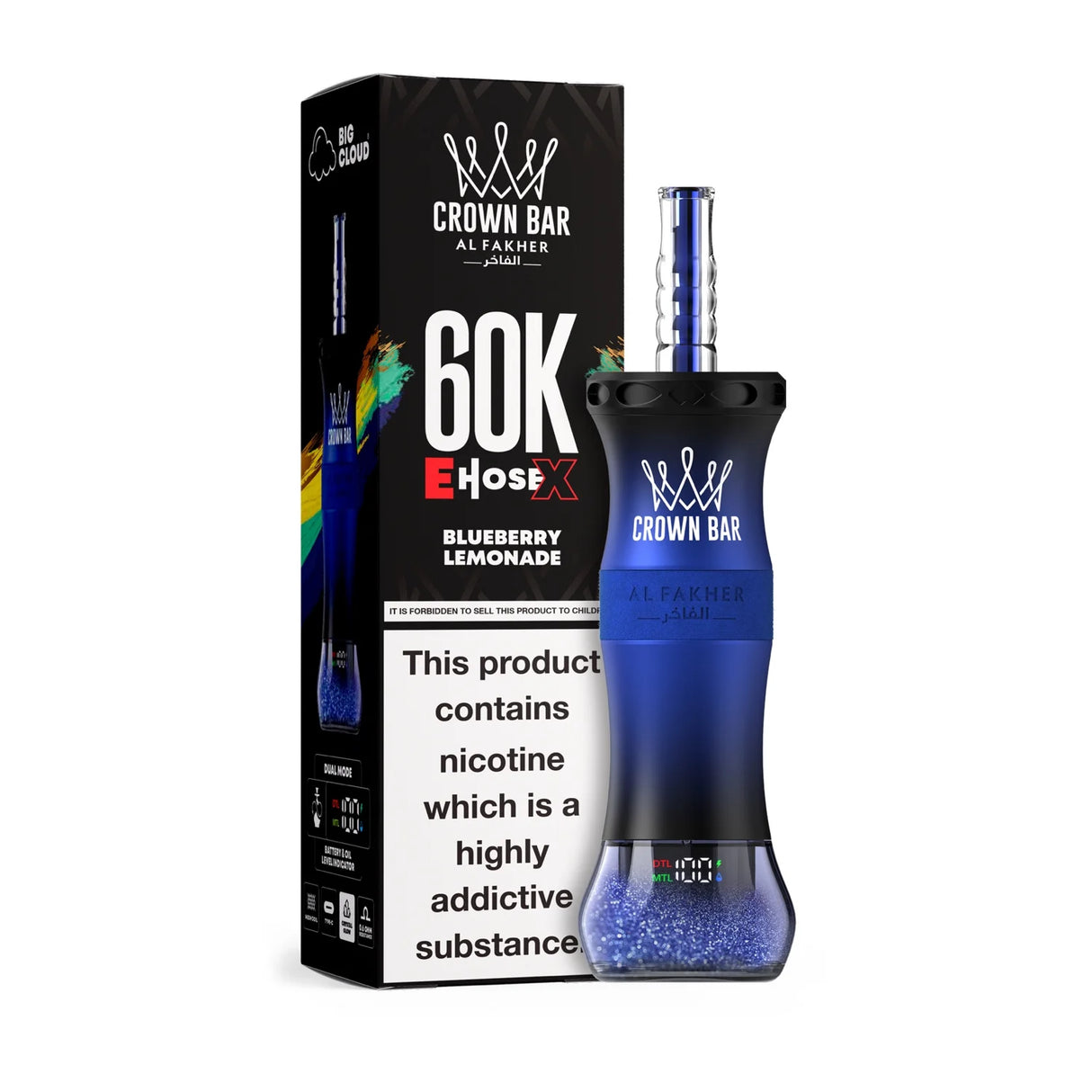 Al Fakher Vape 60000 E-Hose X 60K mit Crystal Glow Crown Vape Al Fakher Vape 60000 E-Hose X 60K mit Crystal Glow Crown Vape