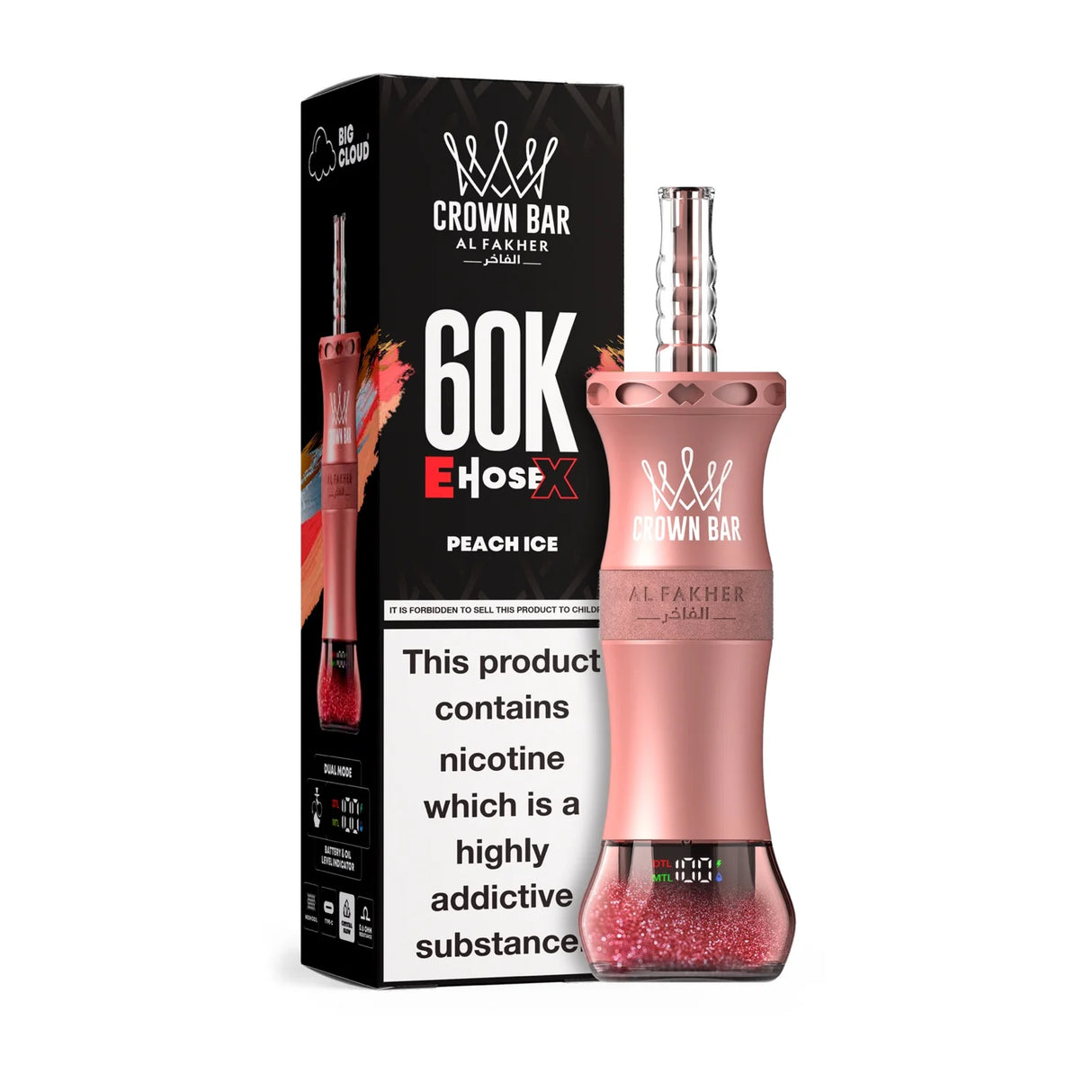 Al Fakher Vape 60000 E-Hose X 60K mit Crystal Glow Crown Vape Al Fakher Vape 60000 E-Hose X 60K mit Crystal Glow Crown Vape